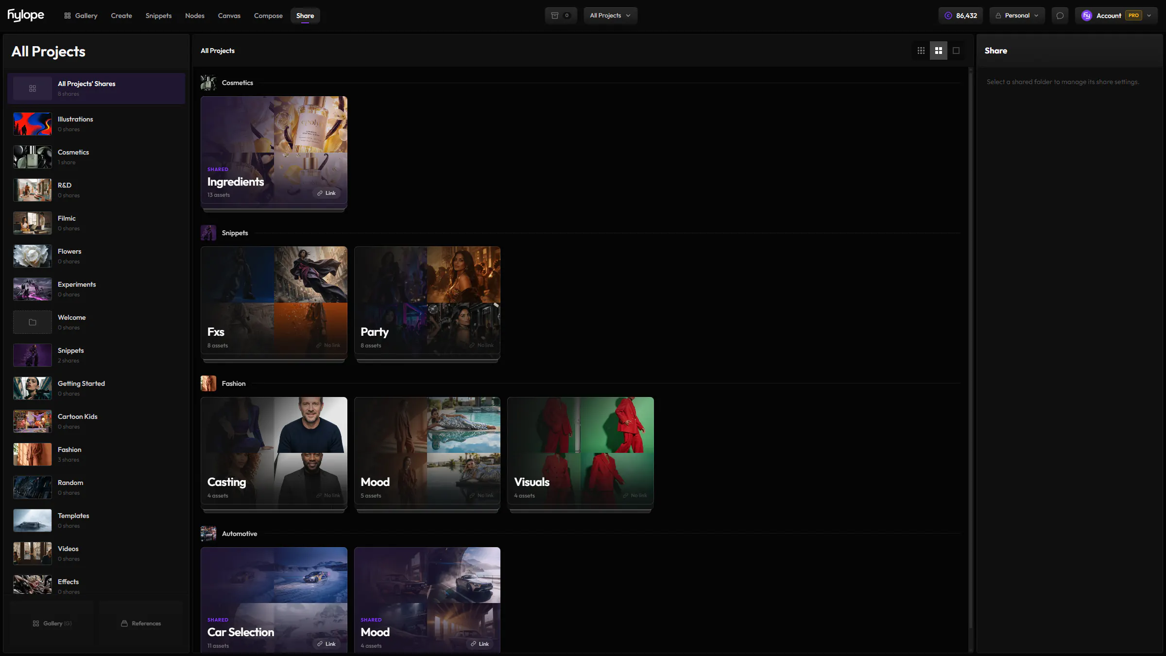 Share interface