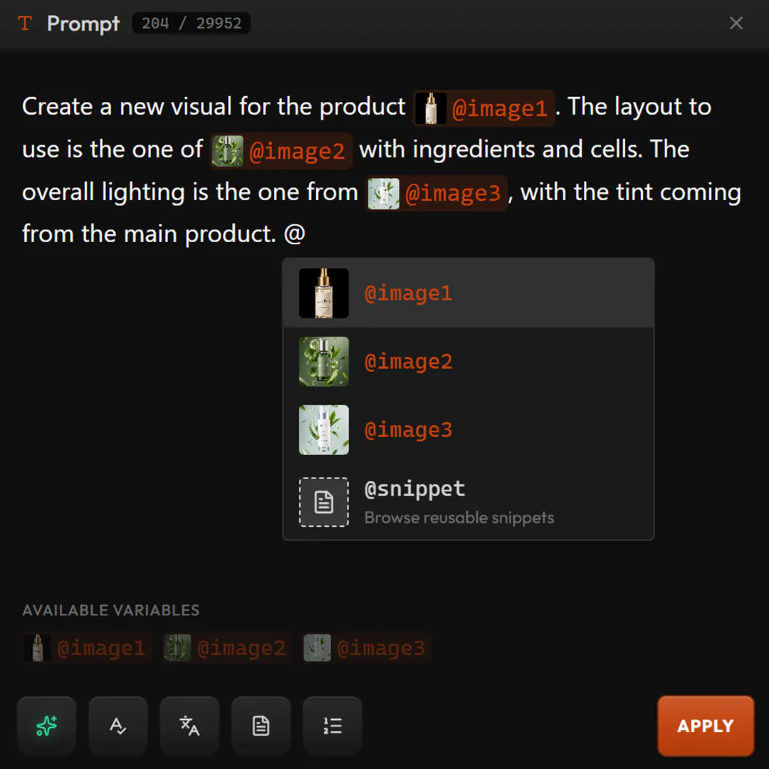 Image Edit Prompt Builder interface