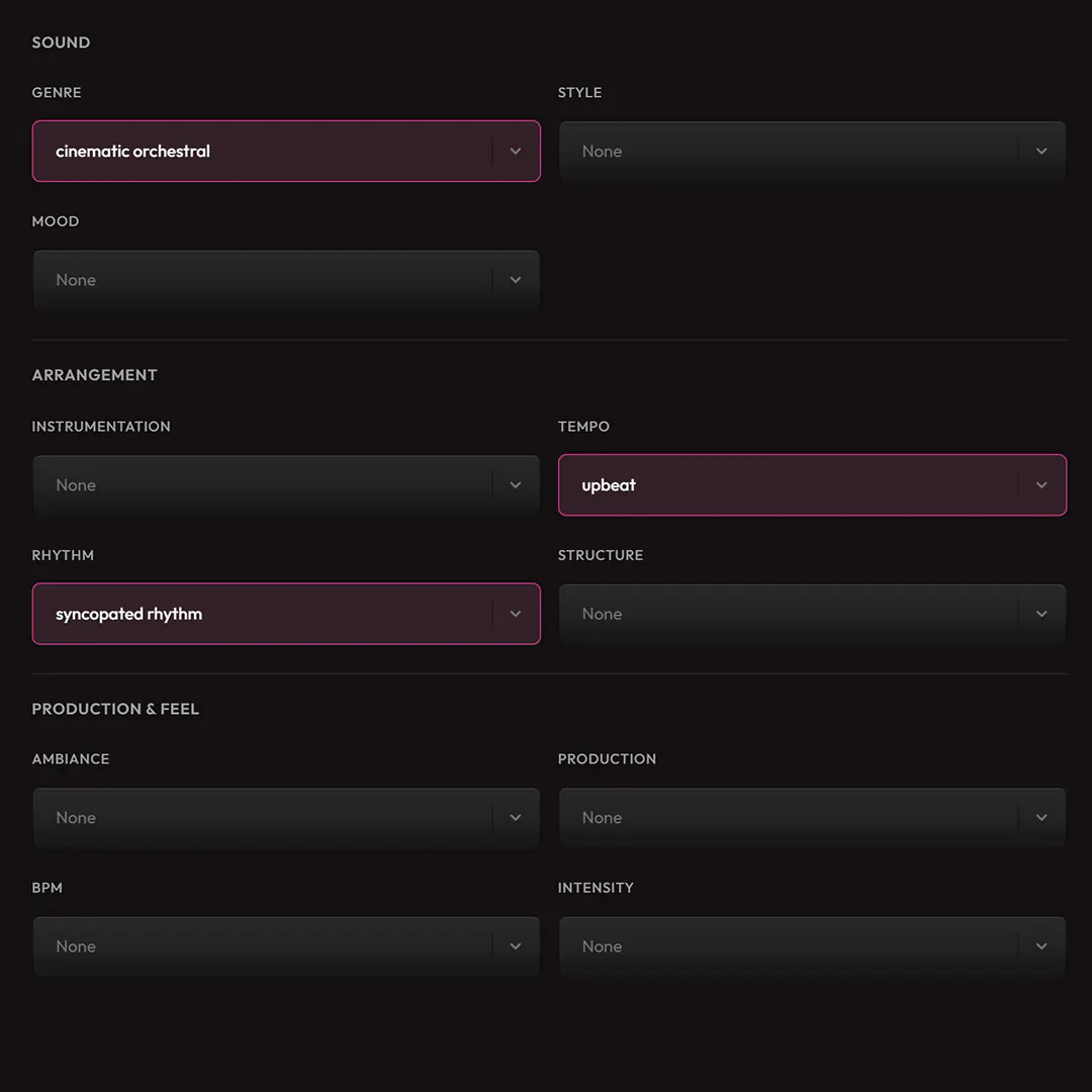Music Prompt Builder interface