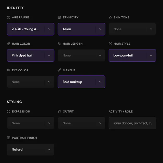 Avatar Prompt Builder interface